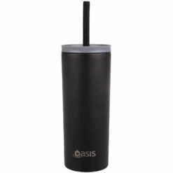 Oasis Super Sipper Insulated Tumbler With Silicone Straw 600ml Black