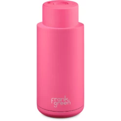 Frank Green 34oz Reusable Bottle - Push Button Lid - Neon Pink