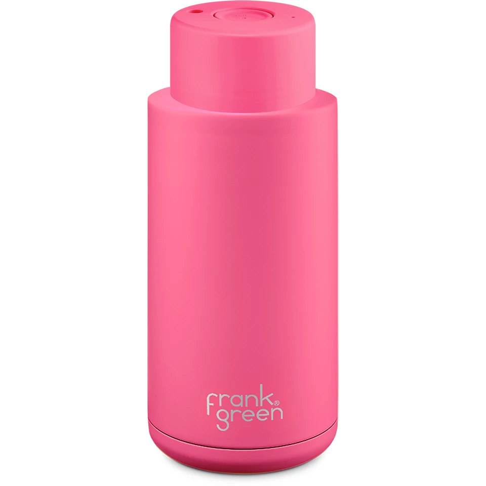 Frank Green 34oz Reusable Bottle - Push Button Lid - Neon Pink 3 Frank Green 34oz Reusable Bottle - Push Button Lid - Neon Pink