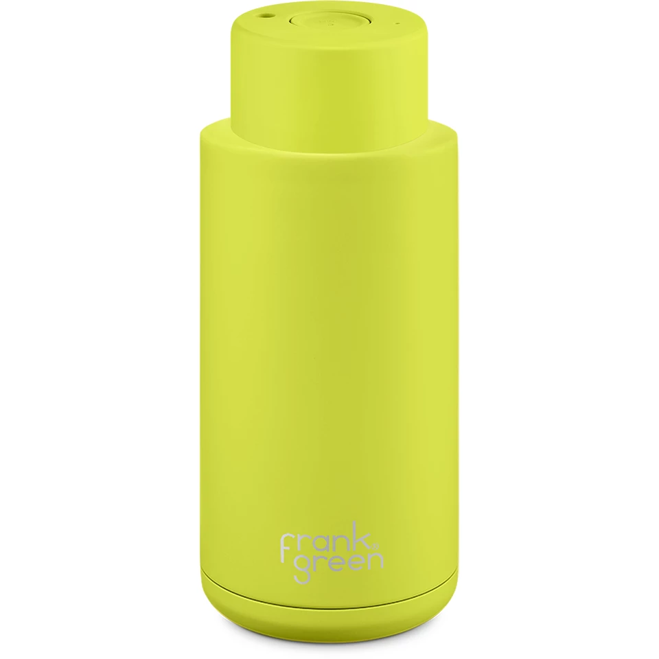 Frank Green 34oz Reusable Bottle - Push Button Lid - Neon Yellow 3 Frank Green 34oz Reusable Bottle - Push Button Lid - Neon Yellow