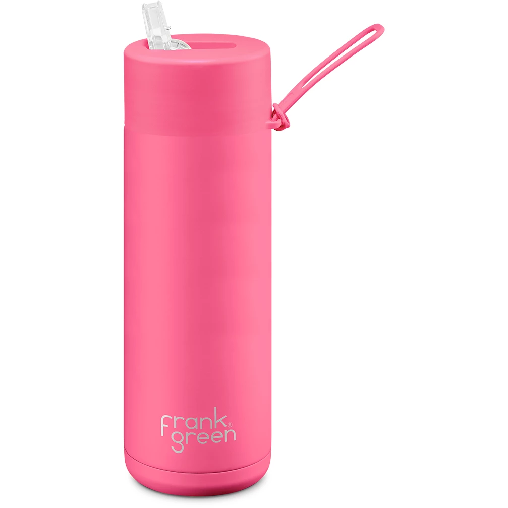 Frank Green Ultimate Ceramic Reusable Bottle With Straw 20oz - Neon Pink 3 Frank Green Ultimate Ceramic Reusable Bottle With Straw 20oz - Neon Pink