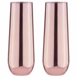 TEMPA Aurora Rose 2pk Stemless Champagne Glass